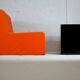 Armchair "space age" foam and orange jersey. Circa 1970
