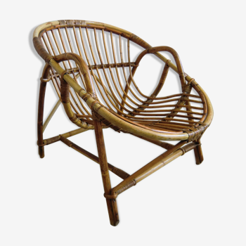 Armchair shell in rattan years 60
