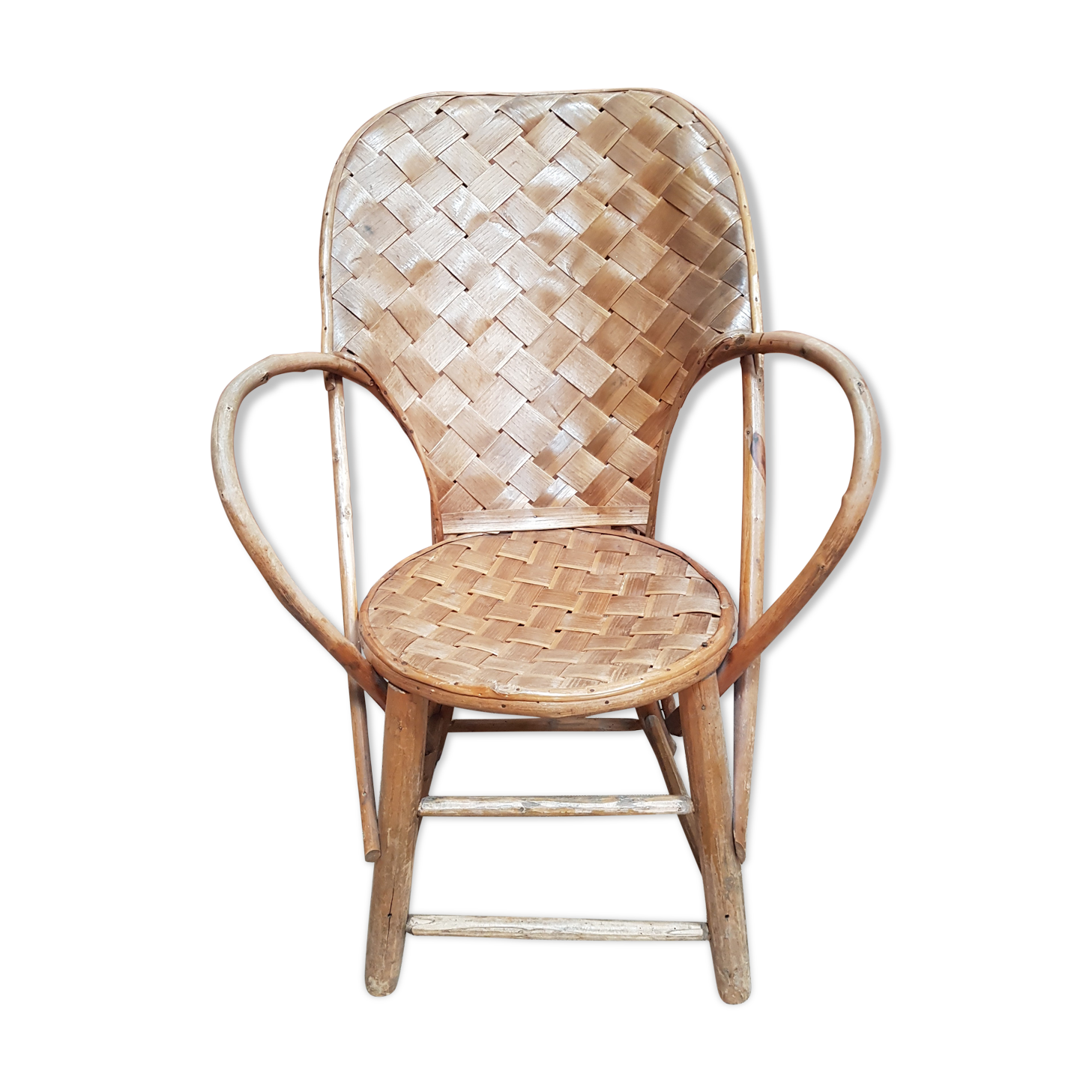 Braided chair in chestnut tree 50s