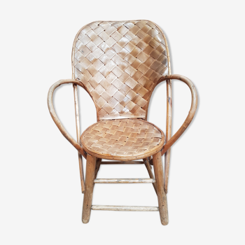 Braided chair in chestnut tree 50s