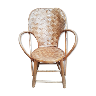 Fauteuil tressé en chataignier années 50