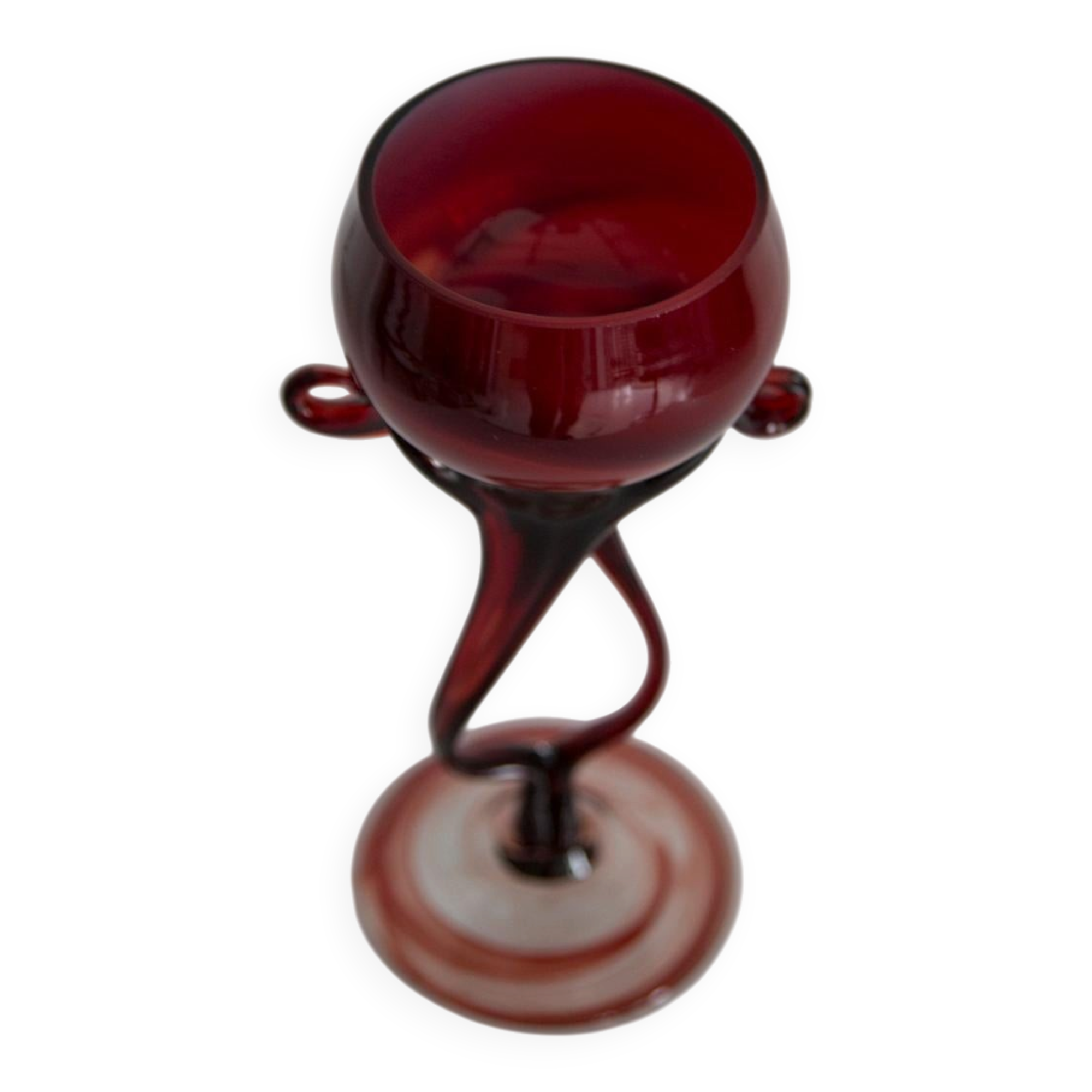 Vase artistique vintage rouge foncé du milieu du siècle