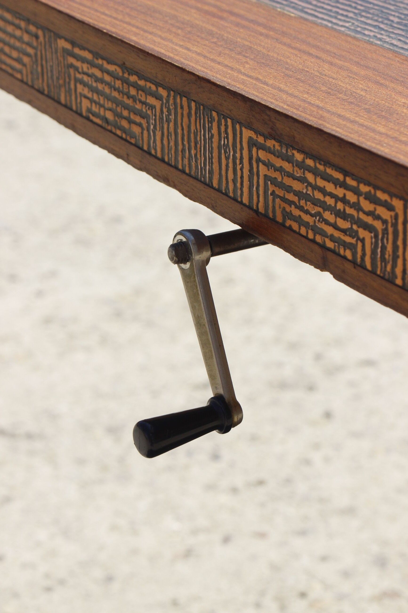 Adjustable dining room table adjustable in teck and copper, denmark, 1950