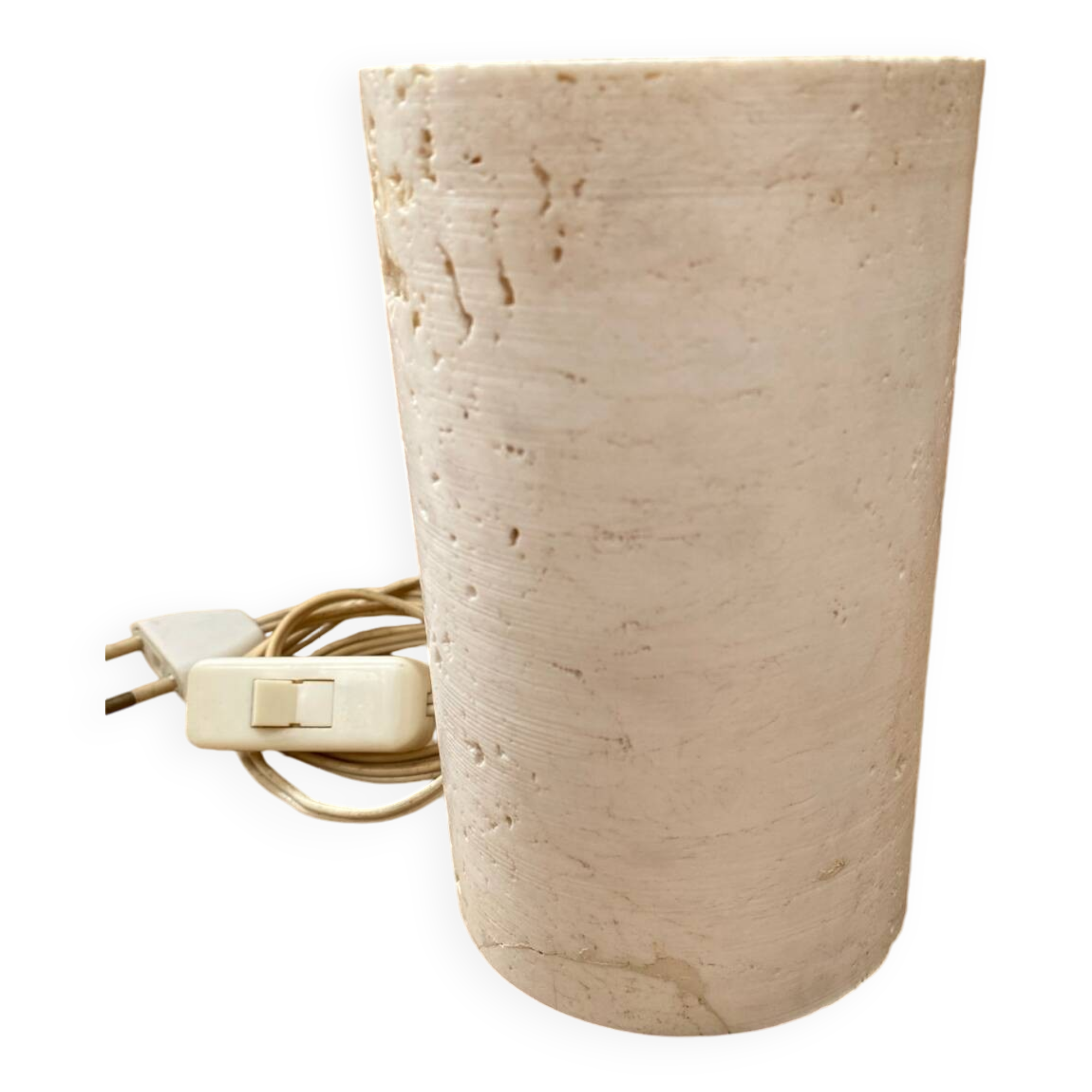 Antique vintage polished stone cylinder lamp