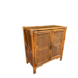 Low buffet in rattan and caning