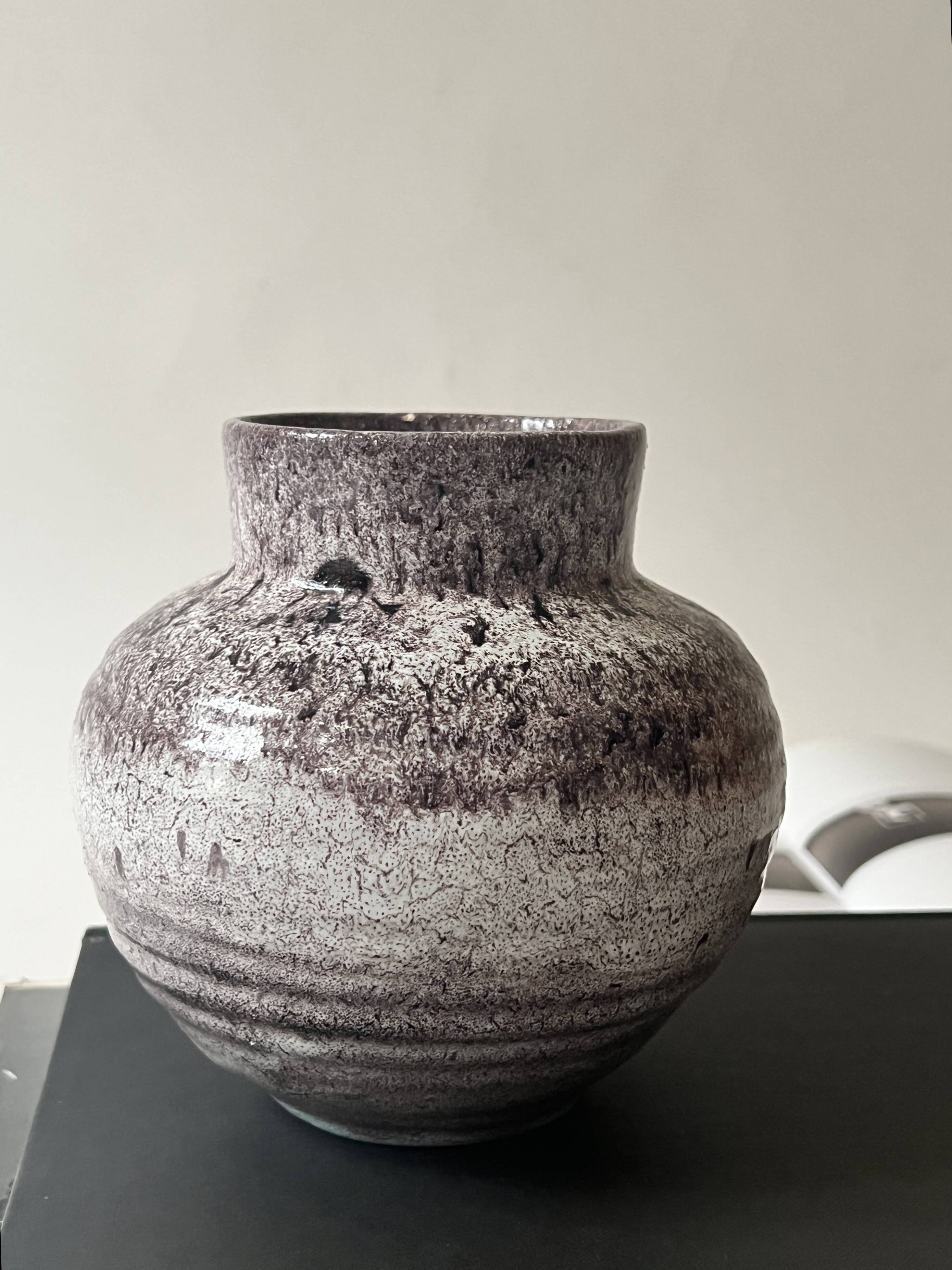 Glazed stoneware vase, Accolay FRANCE 1950