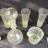 Set of bubble glassware from Biot – carafe, glasses, and ice bucket – 1960s