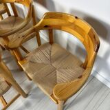 1970s Set of 6 Vintage Pine Dining Armchairs by Rainer Daumiller