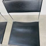 4 chairs Spaghetti Giandomenico Belotti black leather for Alias