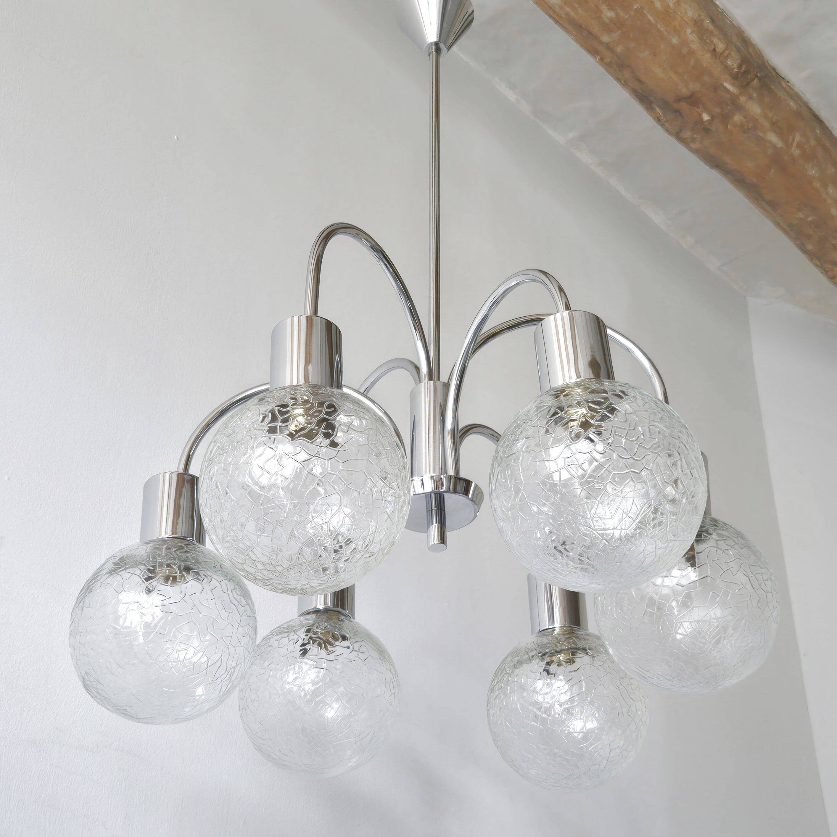 Vintage 1970s 6-ball chandelier