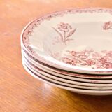 Assiettes du XIXe siècle terre de fer rose Sarreguemines "Fontanges"
