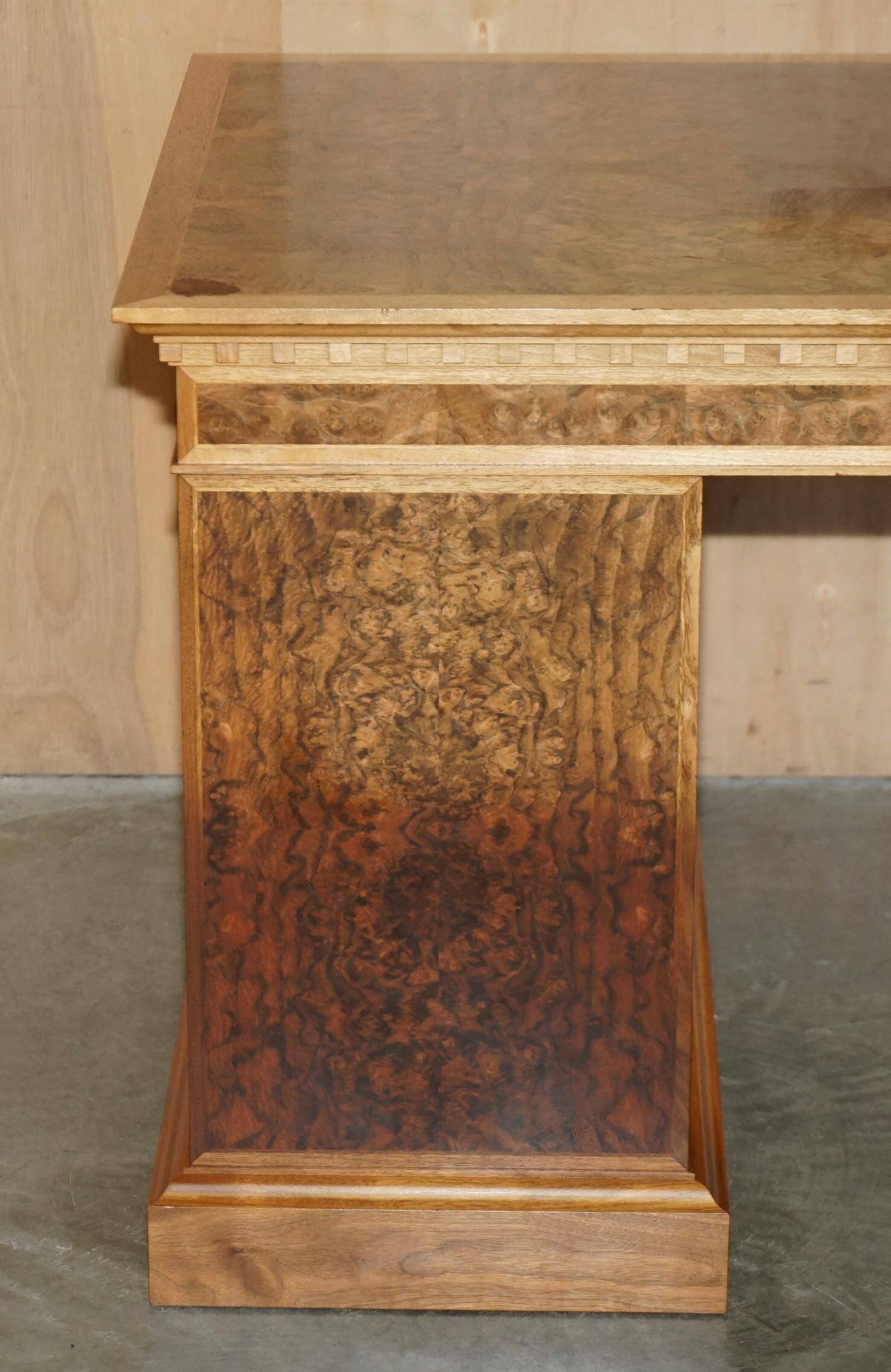 David Linley Burr walnut chest of drawers for light restoration.