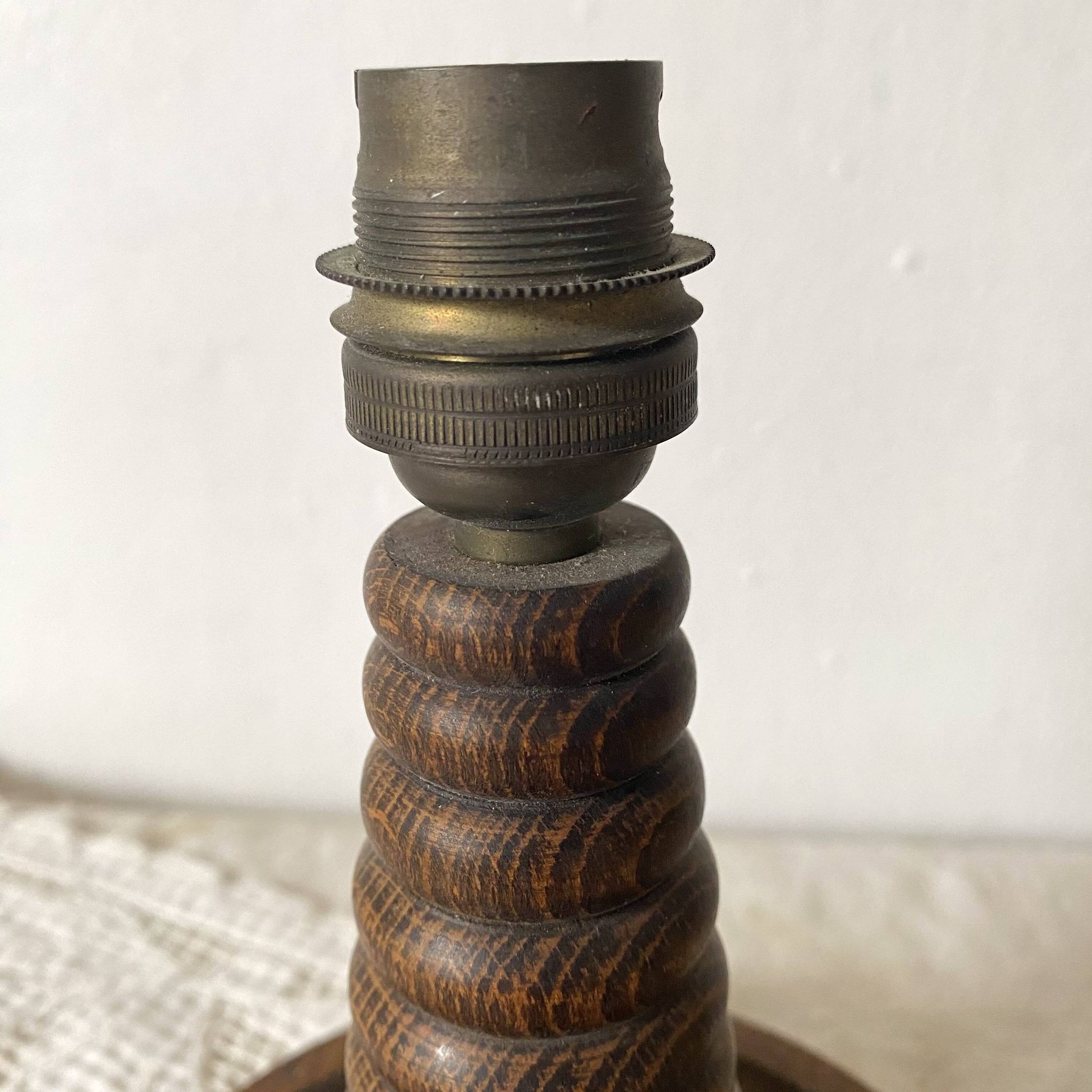 Antique turned wood lamp