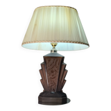 Large Art Deco lamp in V opaque molded glass, 46x33 in its juice,