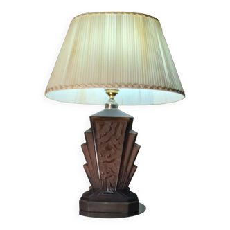 grande lampe art deco en v verre moulé opaque, 46x33  dans son jus,