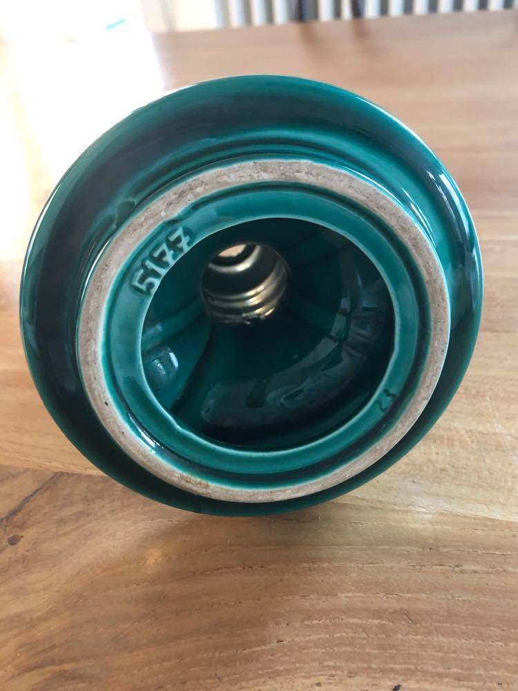 50/60s green and gilded ceramics bougeoir