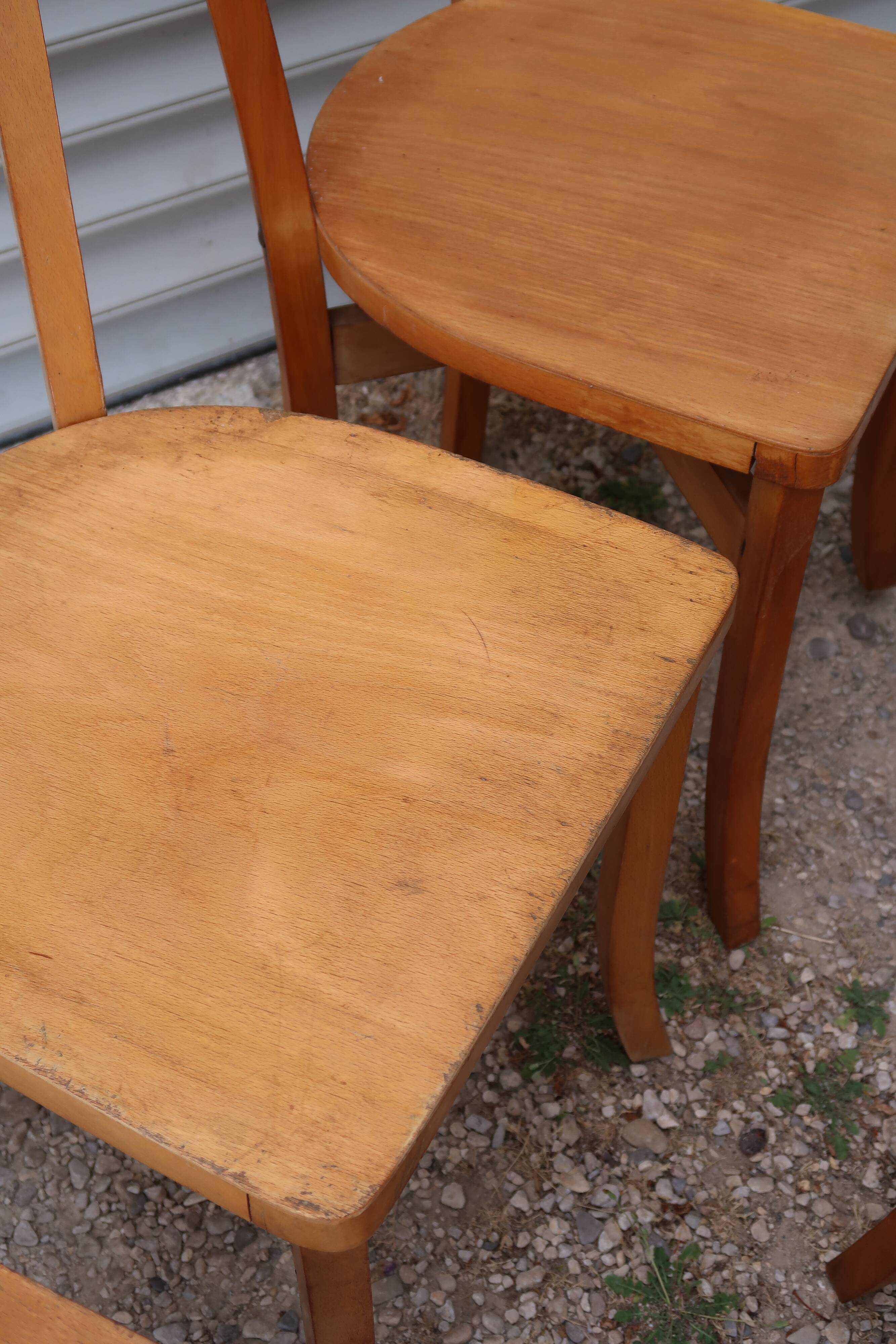 Set of 7 mismatched bistro chairs