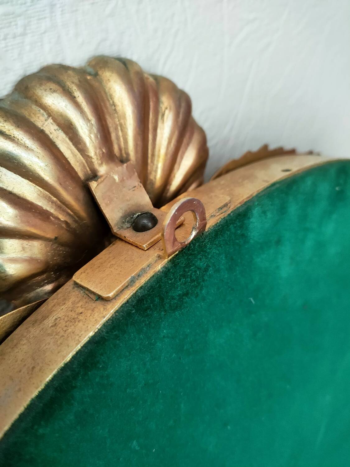 Large round gold metal mirror