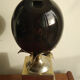 Lamp pineapple black glass and gold metal 1970