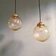Amber bubble glass vintage pendant, 1970s