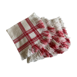 set of 6 towels in fringed linen damask 19th
