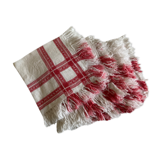 set of 6 towels in fringed linen damask 19th