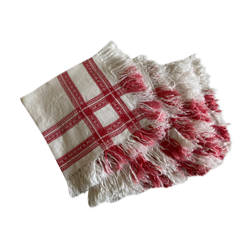 set of 6 towels in fringed linen damask 19th