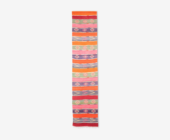 Kilim anatolien vintage de couloir 267 x 58 cm