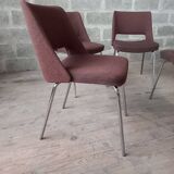 Set of 4 designer chairs from the 60s, chrome and fabrics