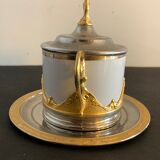 Mustard porcelain and gold metal
