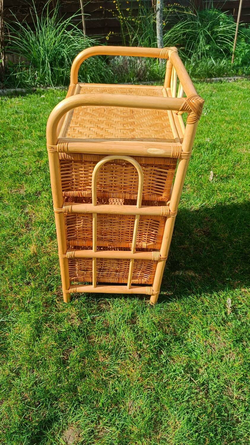 Vintage rattan chest of drawers