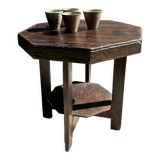 Pedestal table or small octagonal side table quadripod base with modernist spacer
