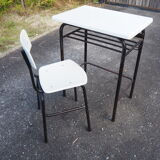 Schoolboy style desk with its white adult size chair