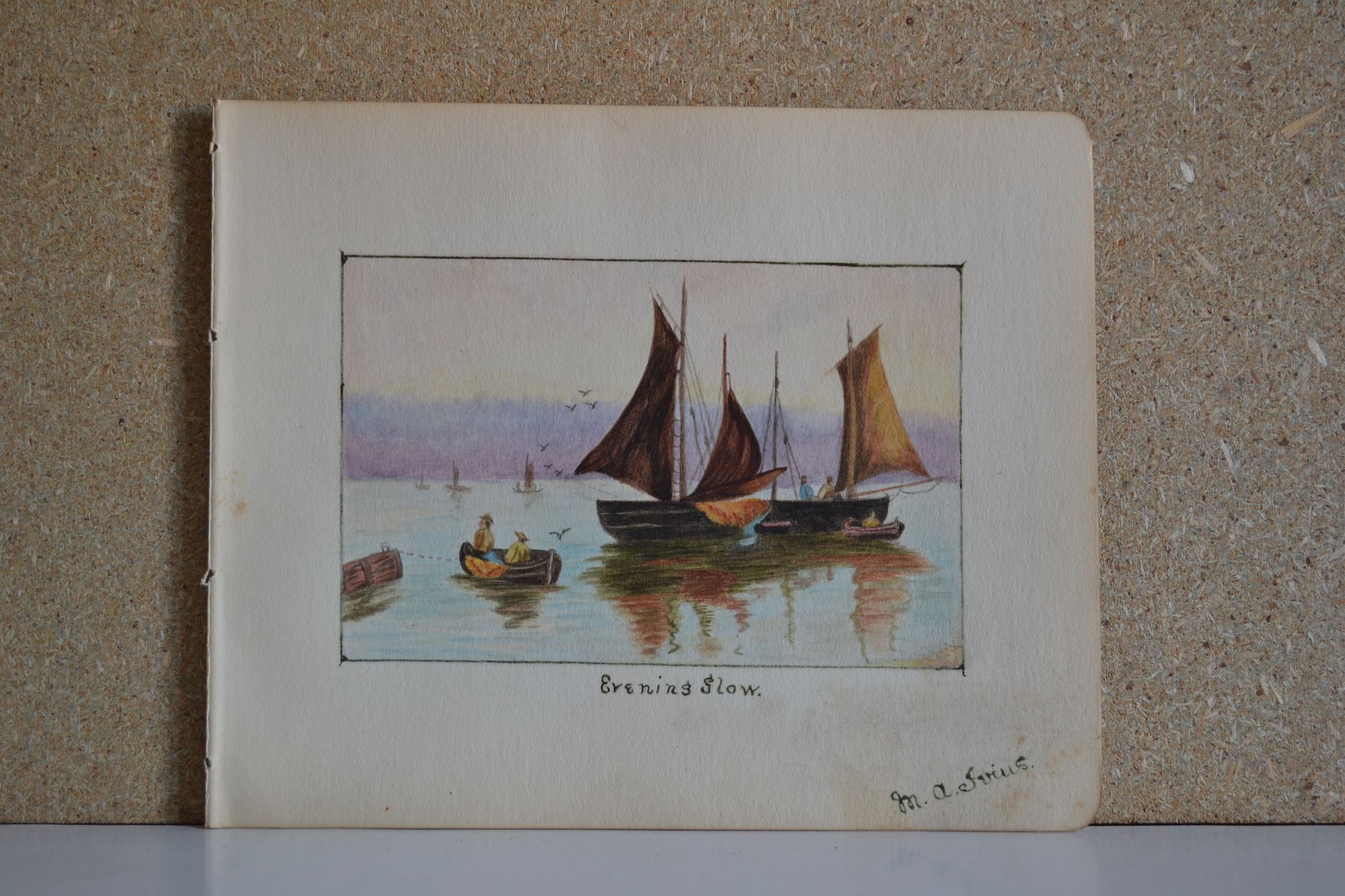 Pencil drawing circa 1910 evening glow