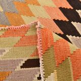 6x7 Faded Orange Area Handknotted Kilim Rug,