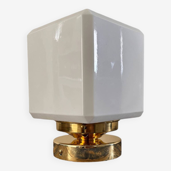 Square globe wall or ceiling light in white opaline