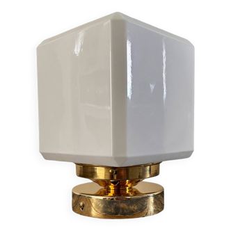 Square globe wall or ceiling light in white opaline