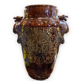 Important Longchamp Griffon vase in golden ceramic