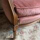 Small Louis XVI armchair in old rose velvet, removable seat – Chic and comfortable