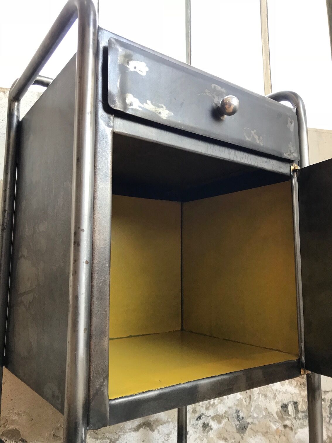 Industrial bedside table