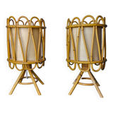 Paire de lampes de table en rotin, Italie, 1960