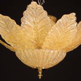 Plafonnier ou plafonnier en verre de Murano doré/orange, Rome, années 1970