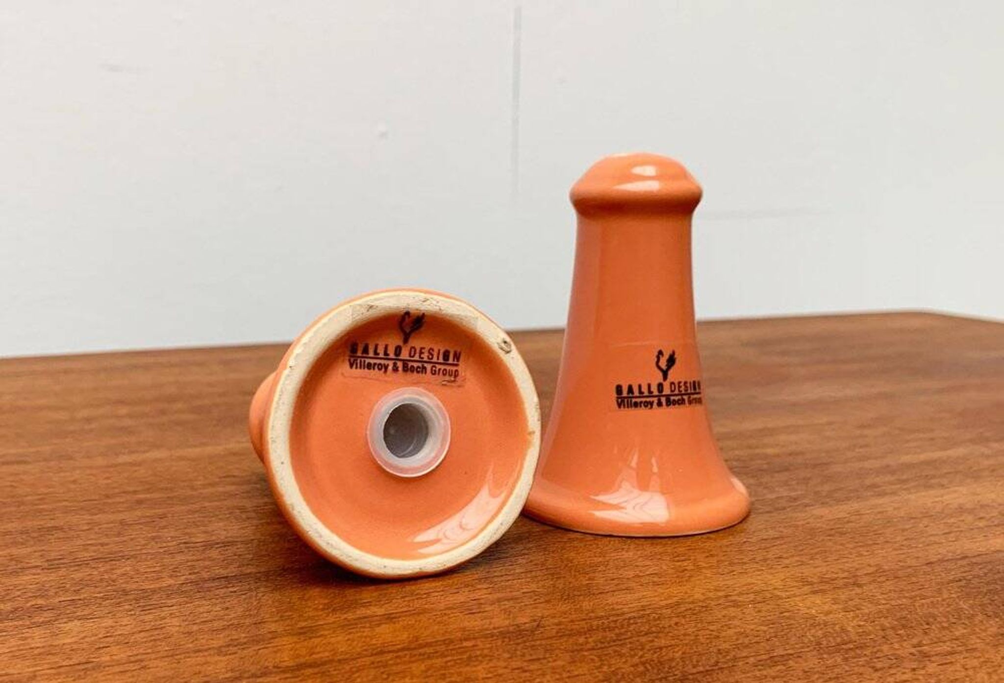 Postmodern ceramic salt and pepper shakers by Gallo Design for Villeroy & Boch, set of 2.