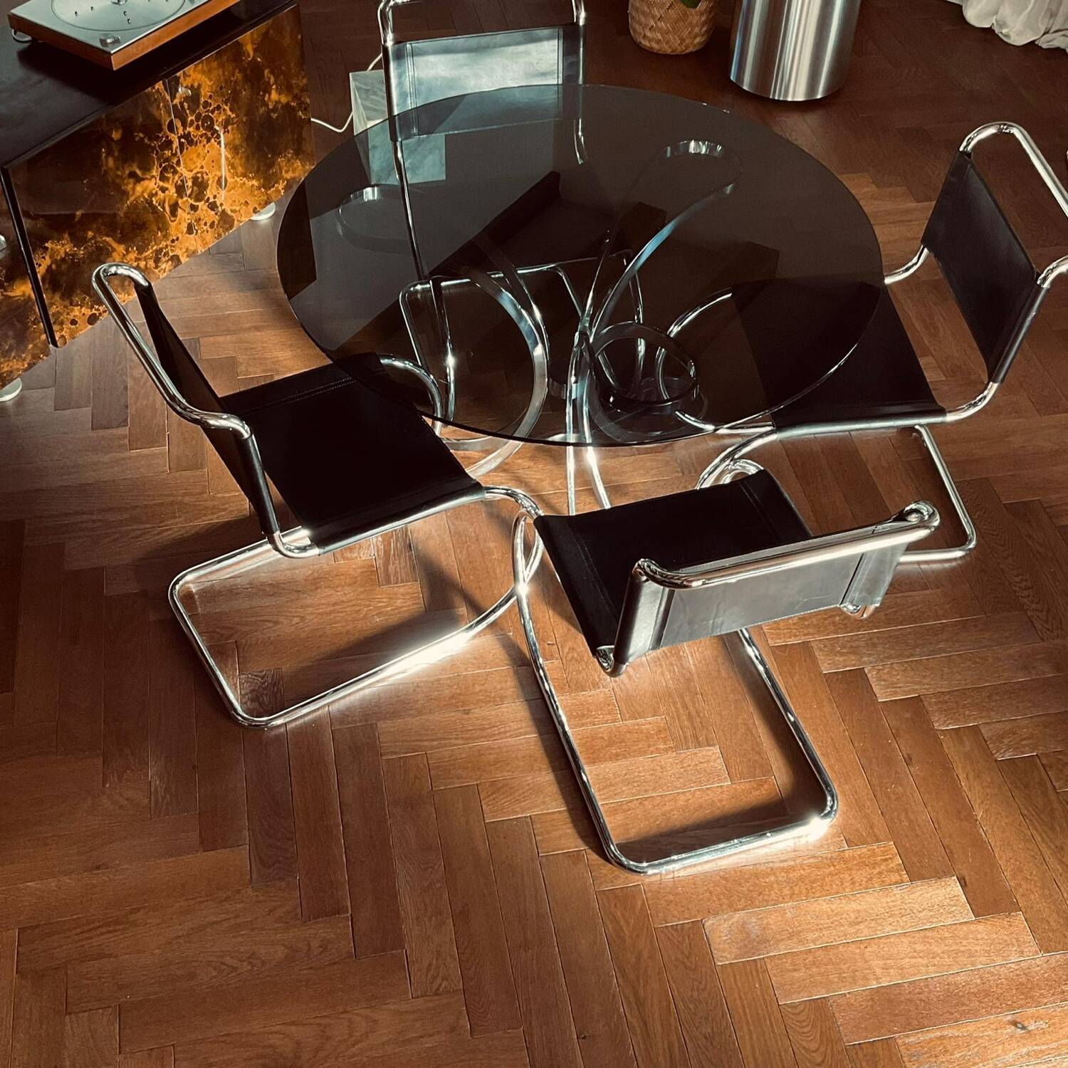 Vintage Italian design dining table from the 1970s.