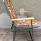 Pair of folding metal lerolin chairs in 70's fabric