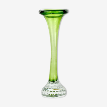 Vase en verre à ongles de Murano vert vintage Mid Century Glass, Italie