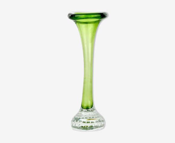 Vase en verre à ongles de Murano vert vintage Mid Century Glass, Italie