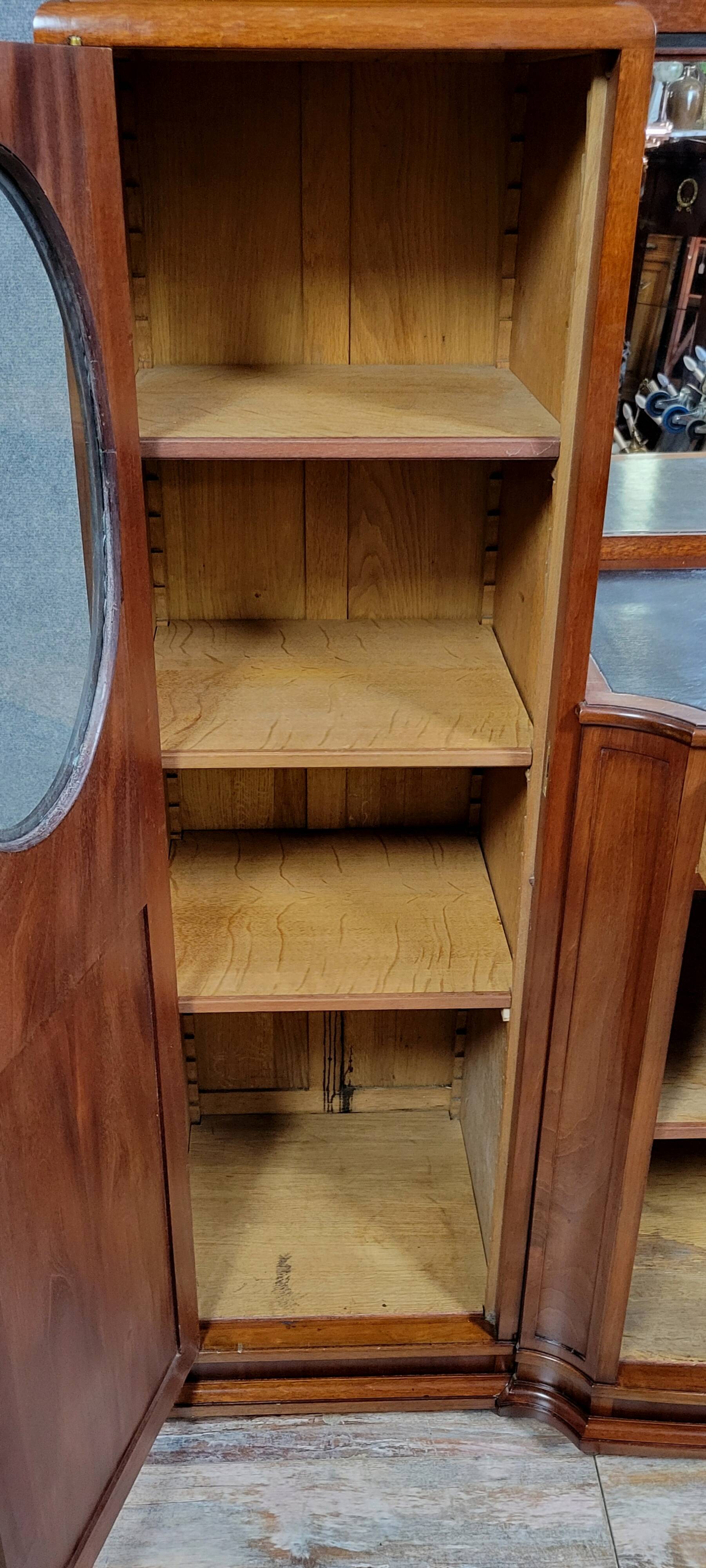 Ecole de Nancy : Grand buffet bibliothèque époque Art Nouveau en acajou