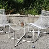 Garden furniture set with 2 vintage Habitat armchairs and 1 vintage Ikea table
