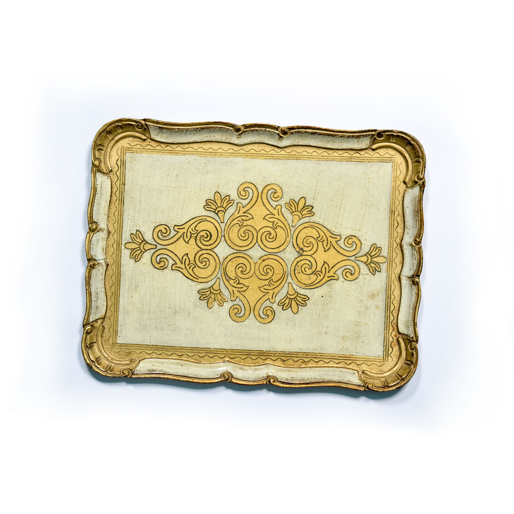 Old wooden tray painted year 50/60 Florentine style